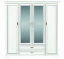 Четырехстворчатый шкаф для одежды с зеркалом Тиффани 4D2S крем вудлайн