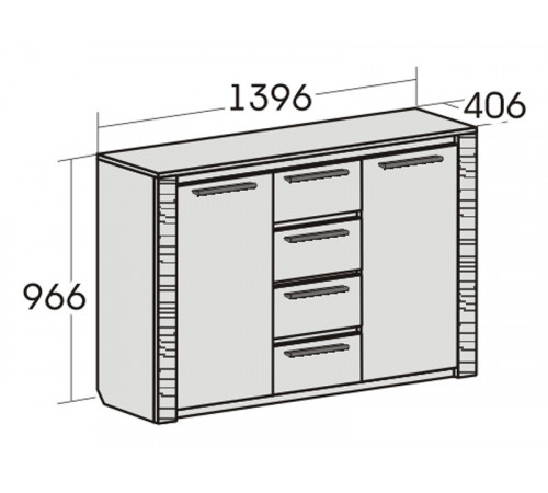 Широкий комод 1400 Элана, цвет Бодега белая